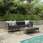 6 Piece Garden Lounge Set with Cushions Poly Rattan Grey Patio Bar Sets