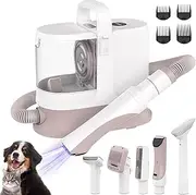 ADVWIN Pet Grooming Vacuum Kit, Dog Hair Clippers Kit, Professional Pet Grooming Tools 5 IN 1, Strong Suction, Shedding Deshedding, Clipper, Dog Brush Pet Hair Cleaning Remover for Dogs and Cats
