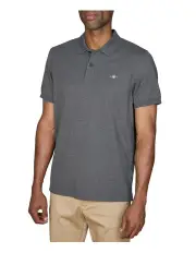 [Gant] Regular Fit Shield Pique Polo Shirt in Antracit Melange