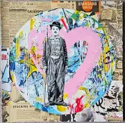 Mr. Brainwash Roundabout Chaplin Original art Mixed media 1/1 HAND SIGNED, COA
