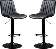 Set of 2 Swivel Adjustable Stool Chair Counter Height Barstools Bar Chairs PU Leather Upholstered Stool with Backs Tall