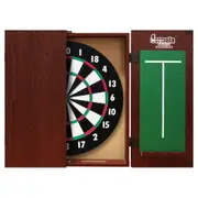 Formula Sports Dart Board Game 15 inch and Mahogany Cabinet Set