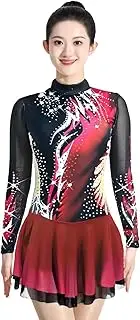 [Zagitova] Figure Skating Dress for Girls Gradient Long Sleeve Women Patchwork Competition Dance Outfits Shiny Rhinestone
