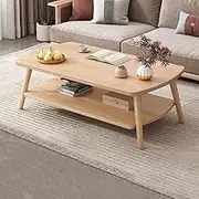 Fohouse Coffee Table, 2 Tier Sofa Side Table with Open Shelving for Storage, Simple Household Small Stand Side End Table, Center Table for Living Room, Bedroom, Office and Balcony (100 * 60 * 42cm)