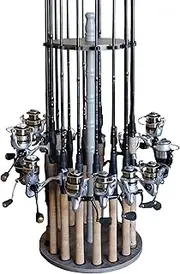 Rush Creek Creations | Fishing Rod Holder for 16 Rods, Pole Storage and Garage Organization, Reels, Gear, Accessories, Tackle Box (360° Access)