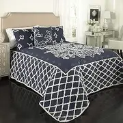 Beatrice Home Fashions Grotto Chenille Bedspread, Twin, Blue