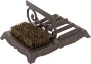 Dark Brown Iron Shoe Scraper & Scrubber Mat, Cleaning Brush and Boot Mud Puller
