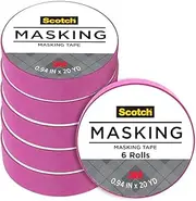 Scotch Expressions Masking Tape, 1-Inch x 20-Yards, Fuchsia, 6-Rolls/Pack