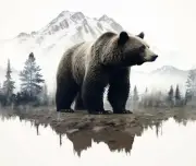 BROWN BEAR MOUNTAINS PINE TREES WILDLIFE COMPUTER MOUSE PAD 9.25 x 7.75