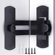 L'aimefois 90 Degree Flip Barn Door Lock, Protect Privacy - Security Hook Gate Latch for Barn, Garden, Bathroom, Outdoor, Garage, Window, Sliding Door, (Premium Black)