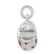 Sterling Silver 3-D Red & White Enameled Shoe Charm
