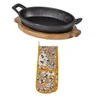 Davis & Waddell Cast Iron Skillet Pan and Ulster Weavers Beekeeper Oven Mitt