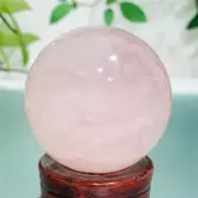 216g Natural Rainbow Flash Rose Quartz Pink Crystal Sphere Ball Energy Healing