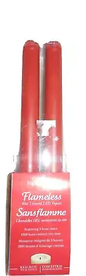 NEW Set Candle Impressions RED FLAMELESS TAPER CANDLES W/ TIMER Holiday Decor
