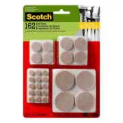 3M Scotch Felt Self Adhesive Pad Beige Round Assorted " W 162 pk (4-Pack)