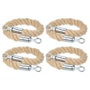 4Pcs 2ft x 1.3 Inch Crowd Control Jute Stanchion Rope with Snap Hooks