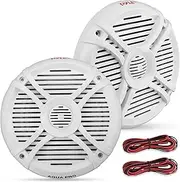 Pyle Dual 6.5'' Water Resistant Marine Speakers, 2-Way Full Range Stereo Sound, 250 Watt, White (Pair)