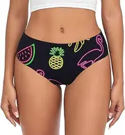 [SAAKE] Pineapple Banana Flamingo Print Women's Briefs XS S M L XL XXL 3XL 4XL Plus Size Briefs Bikini Ladies Underpants