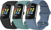 Bands for Fitbit Charge 6 Bands & Fitbit Charge 5 Bands, Soft TPU Adjustable Watch Strap Replacement Wristband for Fitbit Charge 6/5 Advanced Fitness Tracker Women Men, 2 Pack