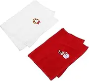 LABRIMP 2pcs Christmas Embroidery Face Towels String and Christmas Ornament Decor for Christmas