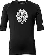 [Nike] Pro Boy's Half-Sleeve Football Compression Shirt (Black/White, Large)