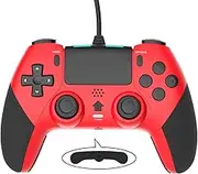 Wired Controller Gamepad for Playstation 4 with Advanced Programming Buttons Dual Vibration Shock Joystick Gamepad for PS4/PS4 Slim/PS4 Pro and PC (Red)