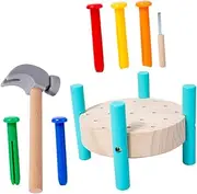 FUNNETOYU Educational Hammer for Pounding Workbench for Hand Eye Coordination Development Montessori Learning Activity Fun Nail Hammering Game