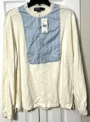Vintage Polo Ralph Lauren Shirt Men M Half Button Sea Captain Tuxedo Bib Henley