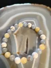 Healing Crystal Stone Beaded Bracelet Handmade-ANGELITE/HONEYCALCITE/HOWLITE-8mm