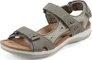 [Earth] Origins Women’s Skylar Sandal I Slip Resistant, Suede Sandals for Everyday, Light Grey, 5