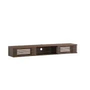 Design Square Camille Wall-Mounted Entertainment Unit TV Stand 2-Doors 180cm Walnut