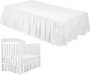 Mini Crib Skirt - Dust Ruffle with Tassel Trim | Ruffle Baby Bed Skirt, Mini Crib Skirt Pleated Silky Soft Microfiber Durable Plush, Microfiber Nursery Crib Toddler Bedding Skirt, Crib Dust Ruffle