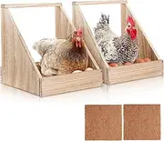 Chewoof 2 Pack Chicken Nesting Box, Wooden Chicken Coop, Chicken Coop Accessories, Chicken Laying Nest Box for Poultry Farm, Poultry Nesting Boxes with Nest Box Pads