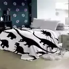 Dinosaur Black Claws Simple Back 3D Warm Plush Fleece Blanket Picnic Sofa Couch