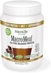 MacroLife Naturals MacroMeal Vegan Protein, Chocolate, 15 Servings