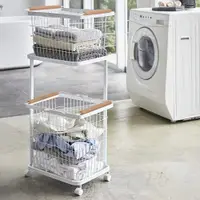 在飛比找PChome24h購物優惠-【收納職人】日式簡約多功能雙層洗衣分類收納籃/洗衣籃推車/衣