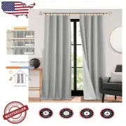 Energy-Saving Blackout Curtains with Soundproofing - 84in Long, Pack of 2 Grey