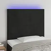 Bed Headboard LED, Beds Head Frame LED Headboard Black 80 cm Velvet