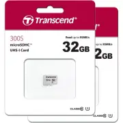 2 x Transcend 32GB Micro U1 Class 10 Memory Card for Drone, Dashcam, Phone