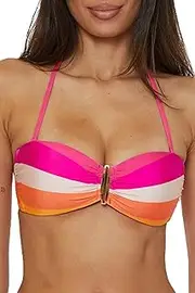 [Trina Turk] Women's Sunburst Bandeau Bikini Top, Adjustable, Tie Back, Swimwear Separates
