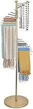 Metal Scarf Rack, Freestanding Spiral Scarf Holder Commercial Hijab Organizer Belt Pants Hanger with 30 Rods for Clothing Store Home, Space Saving Shelves (Color: Gold, Size: 17''x67'')