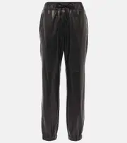 [Brunello Cucinelli] Brunello Cucinelli Leather straight pants AU 14 black
