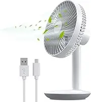 TRILINK 6 Inch Small USB Desk Fan Wireless, 4 Speeds, 4000mAh Rechargeable Battery operated, Portable Mini Table Fan Silent, Personal Desktop Electric Fan Quiet for Office Home Bedroom Camping Cooling