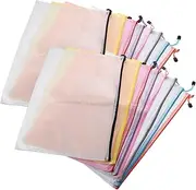 SOPOTUTU 16PCS Zipper Bags Mesh Organizer Pouches for Travel Office Home Efficient Storage for Documents Puzzles Board Games