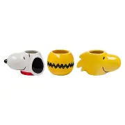 Silver Buffalo Peanuts Mini Ceramic Cup Snoopy & Woodstock Set Of 3 3.5 oz New