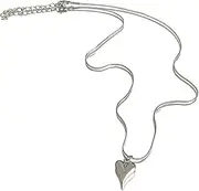 [KieTeiiK] Necklaces for Women, Stainless Steel Heart Necklace Female Temperament Niche Snake Bone Collarbone Chain Student Adjustable Chain Jewelry
