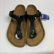 Birkenstock New w/ Box Gizeh Patent Black Birko Flor Patent Regular Select Size