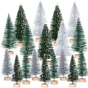 18Pcs Miniature Pine Trees Sisal Trees with Wood Base Christmas Tree Set Tabl...