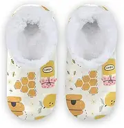 [Caihoyu] House Slippers for Kids Girls Boys Fuzzy Fleece Anti-Slip Rubber Sole Lightweight House Slipper Socks Hotel Travel Bedroom Airplane Party