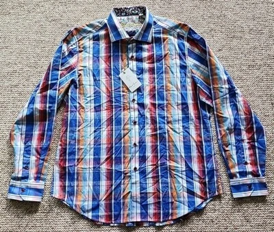 NWT New Robert Graham Floral Embroidered Plaid Sport Shirt Alaska Sz XL Classic